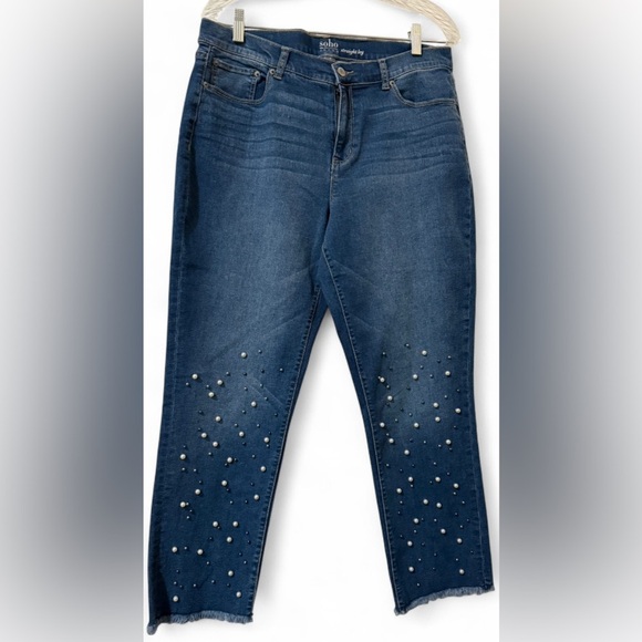 Soho New York & Company Pearl Design Straight Leg Jeans Women’s Size 14 - Picture 1 of 3